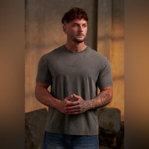 Mens YoungLA 4192 Washed Tailored Short Sleeve Tee T-Shirt -Grey Wash Size Large